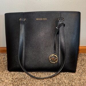 Michael Kors Black Tote with Gold Accents